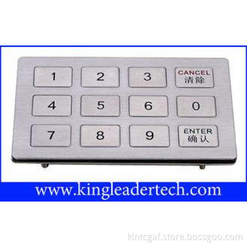 12 Flush keys Industrial metal numeric keypad MKP120-12F